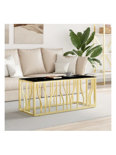 Sonata H Маса за кафе златиста 110x45x45 cм неръждаема стомана и стъкло