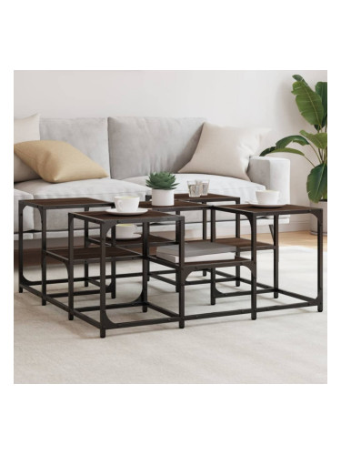 Sonata H Кафе маса, кафяв дъб, 91x91x40 см, инженерно дърво