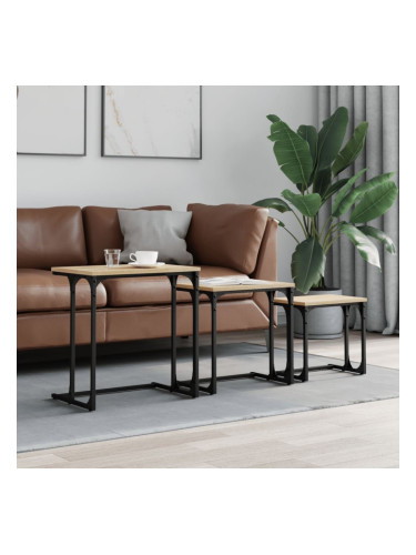 Sonata H Стифиращи кафе маси, 3 бр, сонома дъб, инженерно дърво