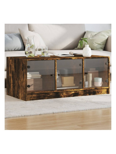 Sonata H Маса за кафе със стъклени врати, опушен дъб, 102x50x42 см