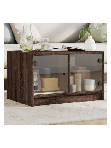 Sonata H Маса за кафе със стъклени врати, кафяв дъб, 68x50x42 см