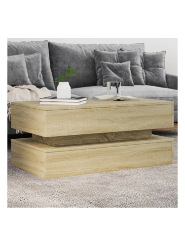 Sonata H Маса за кафе с LED осветление, сонома дъб, 90x50x40 см