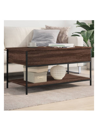 Sonata H Кафе маса, кафяв дъб, 100x50x50 см, инженерно дърво и метал