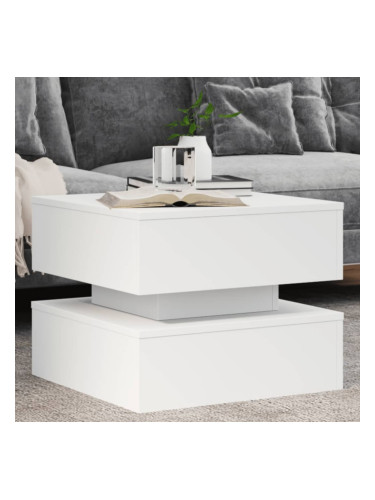 Sonata H Маса за кафе с LED осветление, бяла, 50x50x40 см