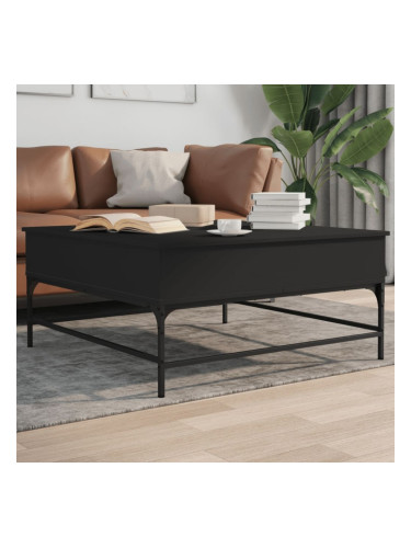 Sonata H Кафе маса, черна, 95x95x45 см, инженерно дърво и метал