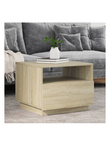 Sonata H Маса за кафе с LED осветление, сонома дъб, 50x49x40 см