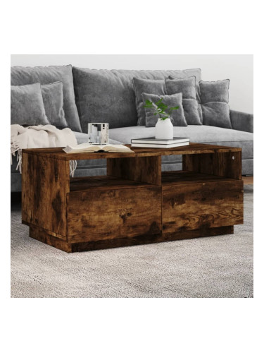 Sonata H Маса за кафе с LED осветление, опушен дъб, 90x49x40 см