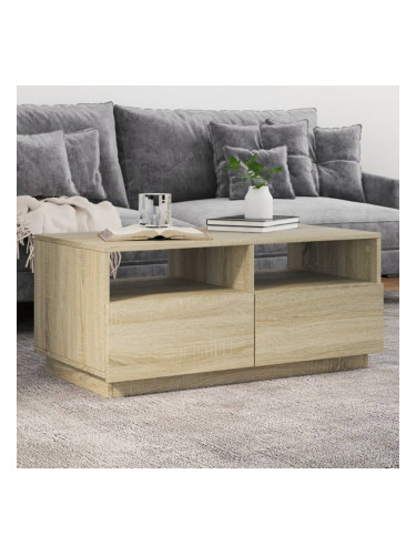 Sonata H Маса за кафе с LED осветление, сонома дъб, 90x49x40 см