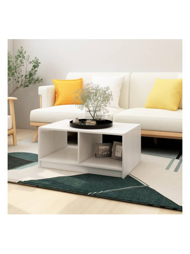 Sonata H Маса за кафе, бяла, 75x50x33,5 см, борово дърво масив