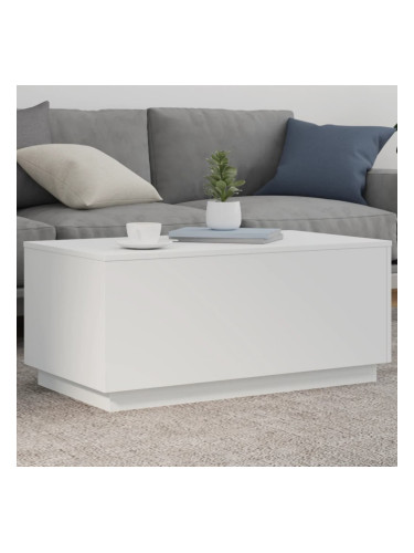 Sonata H Маса за кафе с LED осветление, бяла, 90x50x40 см