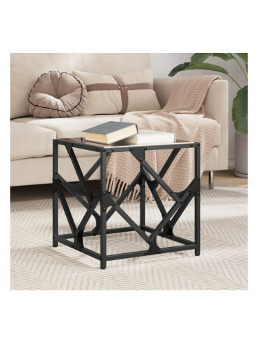 Sonata H Маса за кафе с черен стъклен плот 40x40x41 см стомана