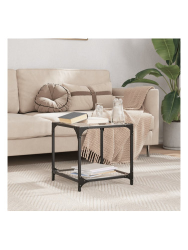 Sonata H Маса за кафе с черен стъклен плот 40x40x40 см стомана