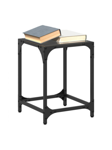 Sonata H Маси за кафе с черен стъклен плот 2 бр 30x30x40 см стомана