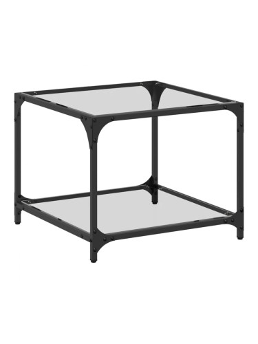 Sonata H Маса за кафе с прозрачен стъклен плот 50x50x40 см стомана