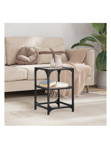 Sonata H Маса за кафе с прозрачен стъклен плот 30x30x45 см стомана