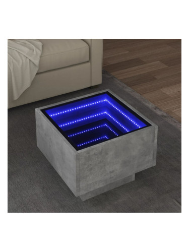 Sonata H Помощна маса с LED бетонно сива 40x40x30 см инженерно дърво