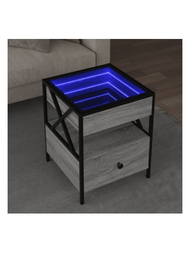 Sonata H Маса за кафе с Infinity LED, сив сонома, 40x40x51 см