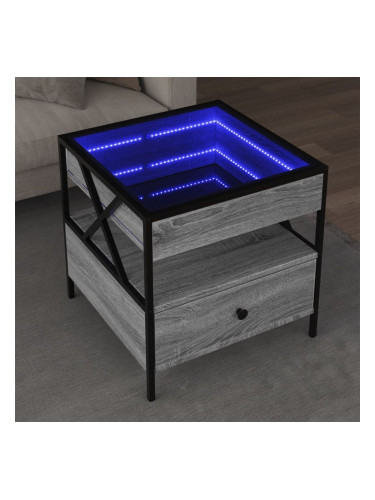 Sonata H Маса за кафе с Infinity LED, сив сонома, 50x50x51 см