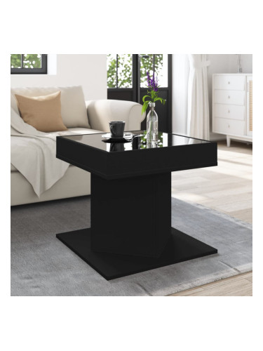 Sonata H Маса за кафе с LED, черна, 50x50x45 см, инженерно дърво