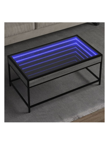Sonata H Маса за кафе с Infinity LED, сив сонома, 90x50x41 см