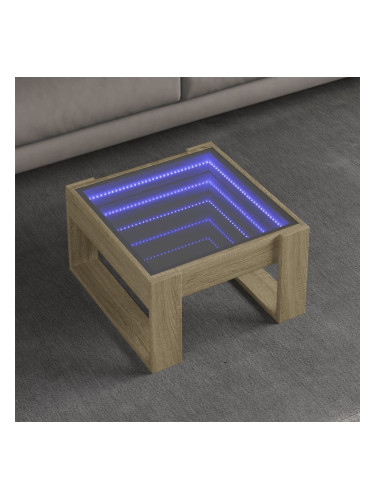 Sonata H Маса за кафе с Infinity LED, сонома дъб, 50x53x30 см