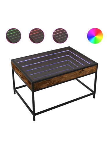 Sonata H Маса за кафе с Infinity LED, опушен дъб, 70x50x41 см