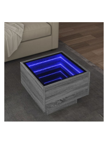 Sonata H Помощна маса с LED сив сонома 40x40x30 см инженерно дърво