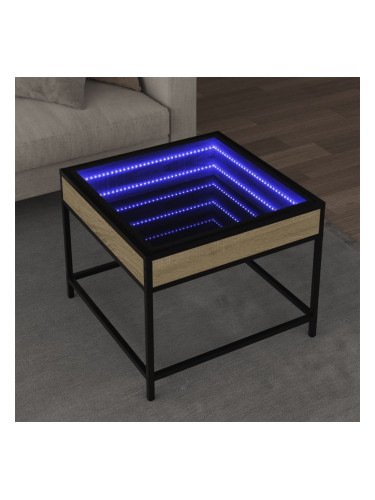 Sonata H Маса за кафе с Infinity LED, сонома дъб, 50x50x41 см
