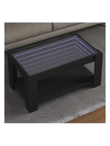 Sonata H Маса за кафе с LED, черна, 93x53x45 см, инженерно дърво