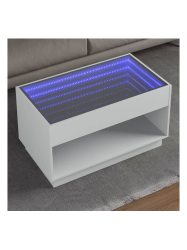 Sonata H Маса за кафе с Infinity LED, бяла, 90x50x50 см