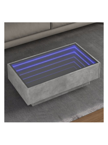 Sonata H Маса за кафе с LED, бетонно сив, 90x50x30 см, инженерно дърво