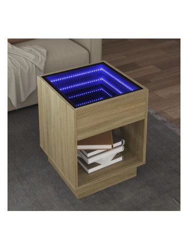 Sonata H Маса за кафе с Infinity LED, сонома дъб, 40x40x50 см