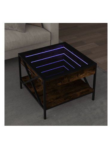 Sonata H Маса за кафе с Infinity LED, опушен дъб, 50x50x38 см