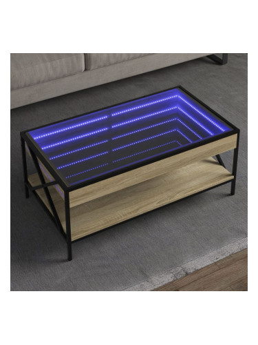 Sonata H Маса за кафе с Infinity LED, сонома дъб, 90x50x38 см