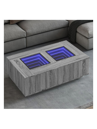 Sonata H Маса за кафе с Infinity LED, сив сонома, 116x69x40 см