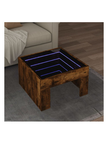 Sonata H Маса за кафе с Infinity LED, опушен дъб, 50x50x30 см
