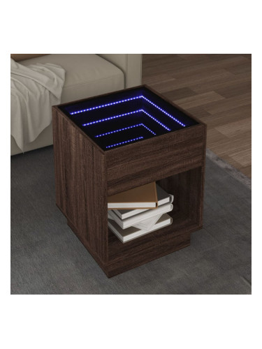 Sonata H Маса за кафе с Infinity LED, кафяв дъб, 40x40x50 см