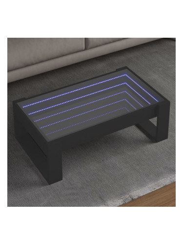 Sonata H Маса за кафе с Infinity LED, черна, 90x53x30 см