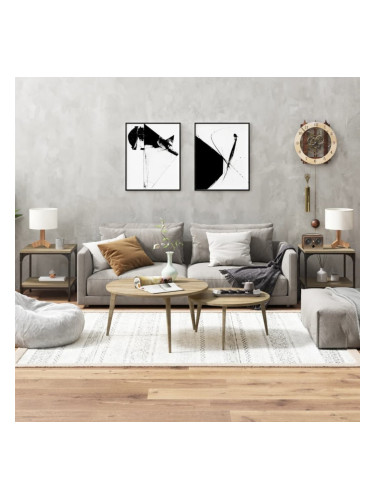 Sonata H Странични маси, 2 бр, Дъб сонома, 40x40x40 см, инженерно дърво