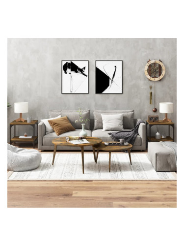 Sonata H Странични маси, 2 бр, опушен дъб, 40x40x40 см, инженерно дърво