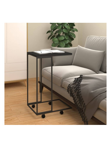 Sonata H Помощна маса с колелца черна 40x30x63,5 см инженерно дърво