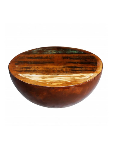 Sonata H Маса с формата на купа, стоманена основа, регенерирано дърво