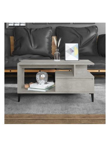 Sonata H Кафе маса, бетонно сива, 90x49x45 см, инженерно дърво