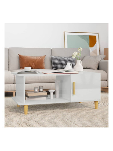 Sonata H Кафе маса, бял гланц, 90x50x40 см, инженерно дърво