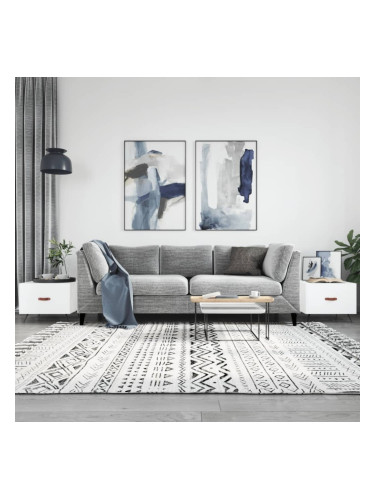 Sonata H Кафе маси, 2 бр, Бял гланц, 50x50x40 см, инженерно дърво