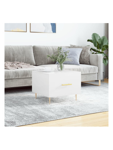 Sonata H Кафе маса, бял гланц, 50x50x40 см, инженерно дърво