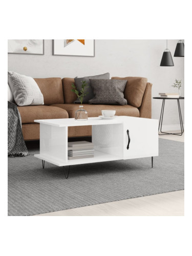 Sonata H Кафе маса, бял гланц, 90x50x40 см, инженерно дърво