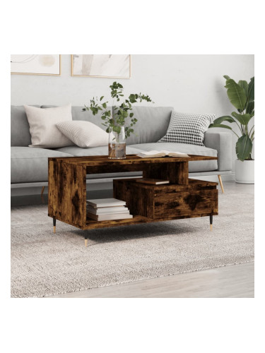 Sonata H Кафе маса, опушен дъб, 90x49x45 см, инженерно дърво