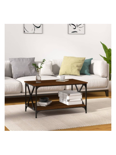 Sonata H Маса за кафе, кафяв дъб, 80x50x45 см, инженерно дърво и желязо