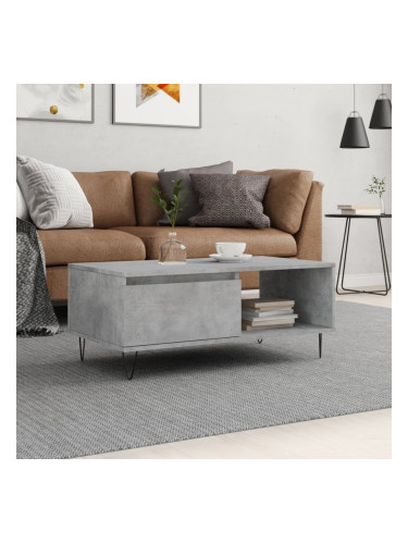 Sonata H Маса за кафе, бетонно сива, 90x50x36,5 см, инженерно дърво